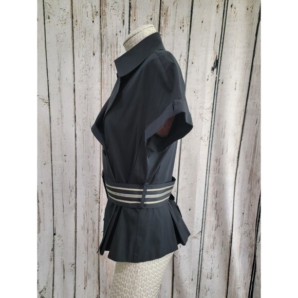 Siamo Black Double Breasted Short Sleeve Belted Jacket Women's 10 M EUC - Picture 2 of 9